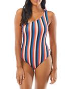 Kate Spade New York Bunny Striped One Shoulder One Piece Swimsuit