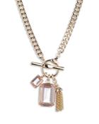 Lauren Ralph Lauren Rose Gold-tone Stone & Tassel Toggle Pendant Necklace, 17