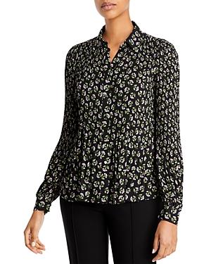 T Tahari Printed Pleated Blouse