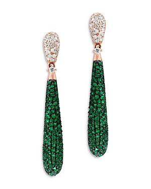 Bloomingdale's Emerald & Diamond Linear Drop Earrings In 14k Rose Gold - 100% Exclusive