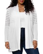 Belldini Plus Shadow Striped Open-front Cardigan