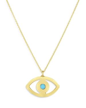 Bloomingdale's Made In Italy 14k Yellow Gold Turquoise Evil Eye Chain Pendant Necklace, 18 - 100% Exclusive