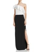 Laundry By Shelli Segal One-shoulder Color-block Gown