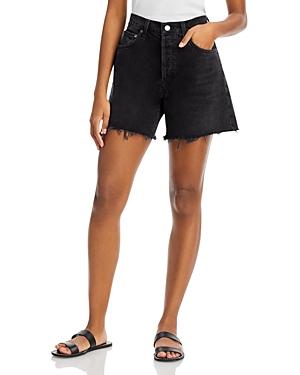 Agolde Parker Long Shorts With Frayed Cuffs In Lucid
