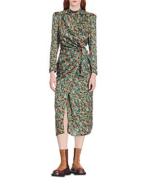 Sandro Lueur Floral Print Midi Dress
