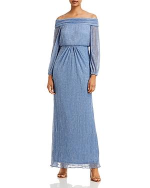 Adrianna Papell Metallic Off-the-shoulder Gown