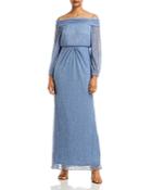 Adrianna Papell Metallic Off-the-shoulder Gown