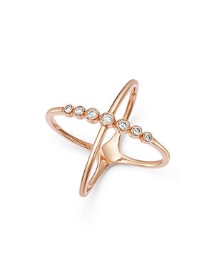 Bloomingdale's Diamond Bezel Set Crossover Statement Ring In 14k Rose Gold, 0.25 Ct. T.w. - 100% Exclusive