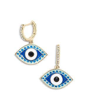 Baublebar Maka Crystal & Color Evil Eye Charm Huggie Hoop Earrings