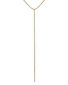 Adinas Jewels Cubic Zirconia Tennis Lariat Necklace In 14k Gold Plated Sterling Silver, 15-17
