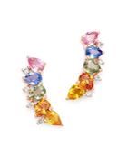 Bloomingdale's Rainbow Sapphire & Diamond Climber Earrings In 14k Rose Gold - 100% Exclusive