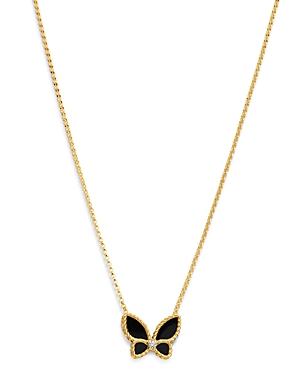Roberto Coin 18k Yellow Gold Black Onyx & Diamond Butterfly Pendant Necklace, 16-18 - 100% Exclusive
