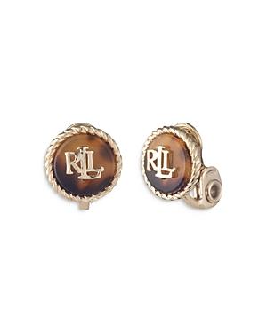 Lauren Ralph Lauren Monogram Button Clip On Earrings