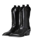 The Kooples Women's Pointed Toe Western Glossy Leather Ankle Boots