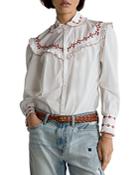 Polo Ralph Lauren Embroidered Ruffle Shirt