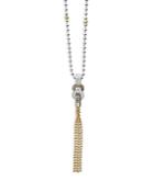Lagos 18k Yellow Gold & Sterling Silver Newport Diamond Knot & Tassel Pendant Necklace, 16-18