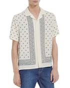 The Kooples Relaxed Fit Bandana Print Short Sleeve Camp Shirt