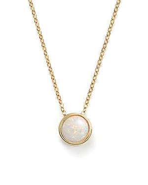 Opal Bezel Set Pendant Necklace In 14k Yellow Gold, 18
