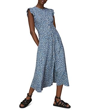 Whistles Wild Leopard Print Ruffled Midi Dress