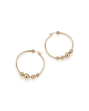 14k Yellow Gold Beaded Textured Hoop Earrings - 100% Exclusive