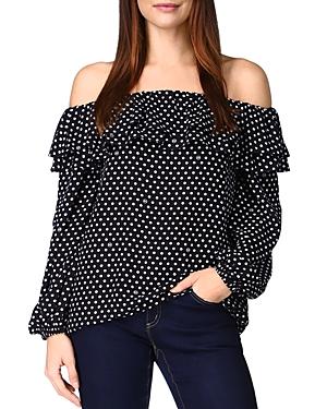 Michael Michael Kors Logo Dot Off The Shoulder Top