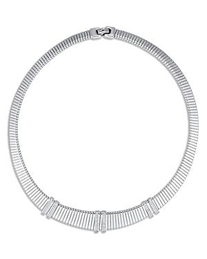 Alberto Amati Sterling Silver Diamond Graduated Tubogas Collar Necklace, 17