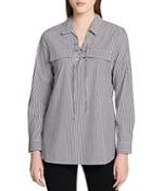 Calvin Klein Pinstriped Lace-up Top