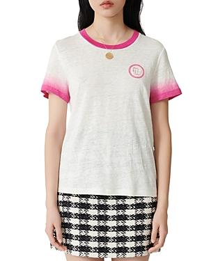 Maje Embroidered-logo Ombre Linen T-shirt