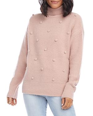 Karen Kane Crochet Pom Pom Turtleneck Sweater