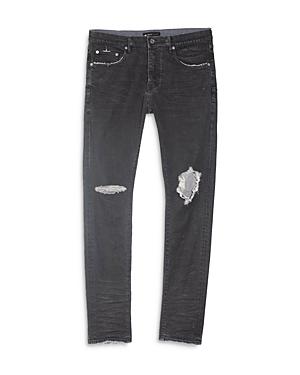Purple Brand Slim Fit Wax Coated Distressed Jeans In Grey