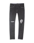 Purple Brand Slim Fit Wax Coated Distressed Jeans In Grey