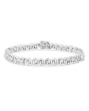 Suzanne Kalan 18k White Gold Evil Eye Diamond Baguette & Round Tennis Bracelet