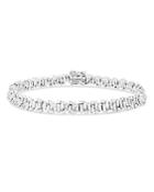 Suzanne Kalan 18k White Gold Evil Eye Diamond Baguette & Round Tennis Bracelet