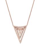 Diamond Triangle Pendant Necklace In 14k Rose Gold, .20 Ct. T.w.