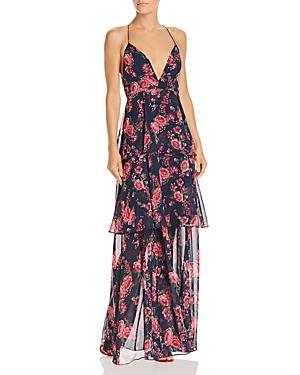 Fame And Partners Wyatt Floral Tiered Gown