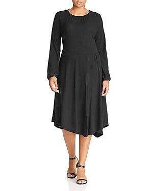 Lost Ink Plus Ribbed Long-sleeve Dress