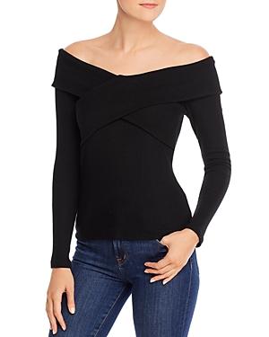 Red Haute Crisscross Off-the-shoulder Ribbed Top