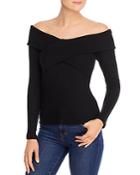 Red Haute Crisscross Off-the-shoulder Ribbed Top