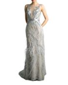 Basix Feather Embellished Gown