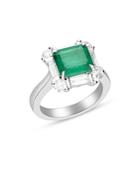 Bloomingdale's Emerald & Diamond Ring In 18k White Gold - 100% Exclusive