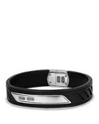 David Yurman Graphic Cable Leather Id Bracelet In Black