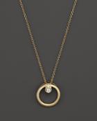 Roberto Coin 18k Yellow Gold Small Circle With Diamond Pendant Necklace, 16