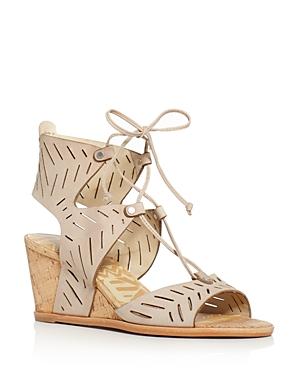 Dolce Vita Langly Perforated Lace Up Cork Wedge Sandals