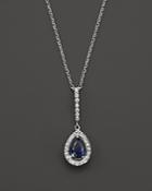 Sapphire And Diamond Teardrop Pendant Necklace In 14k White Gold, 17 - 100% Exclusive