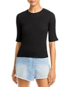 Vince Ribbed Elbow Sleeve Top