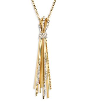 David Yurman Angelika Y Slider Necklace In 18k Yellow Gold With Pave Diamonds