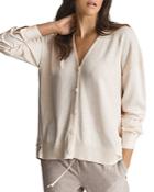 Reiss Addison Mixed Media V Neck Cardigan