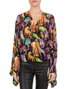 The Kooples Funky Jungle Printed Wrap Blouse