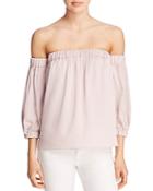 Milly Stretch Silk Off-the-shoulder Blouse