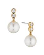 Nadri Cubic Zirconia & Mother Of Pearl Drop Earrings In 18k Gold Plated